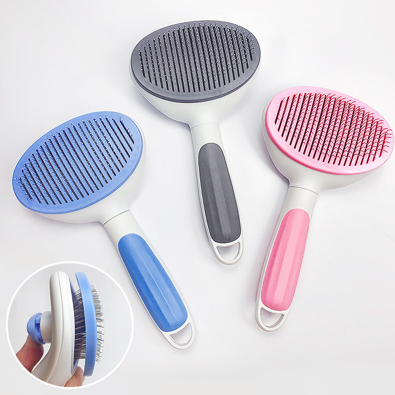 Self Cleaning Slicker Brush- for Dogs, Cats & Pets-One Click Cleaning Function-Gentle & Effective Cat, Pet & Dog Hair Remover-Dog Grooming Accessories for Small, Medium & Large Dogs