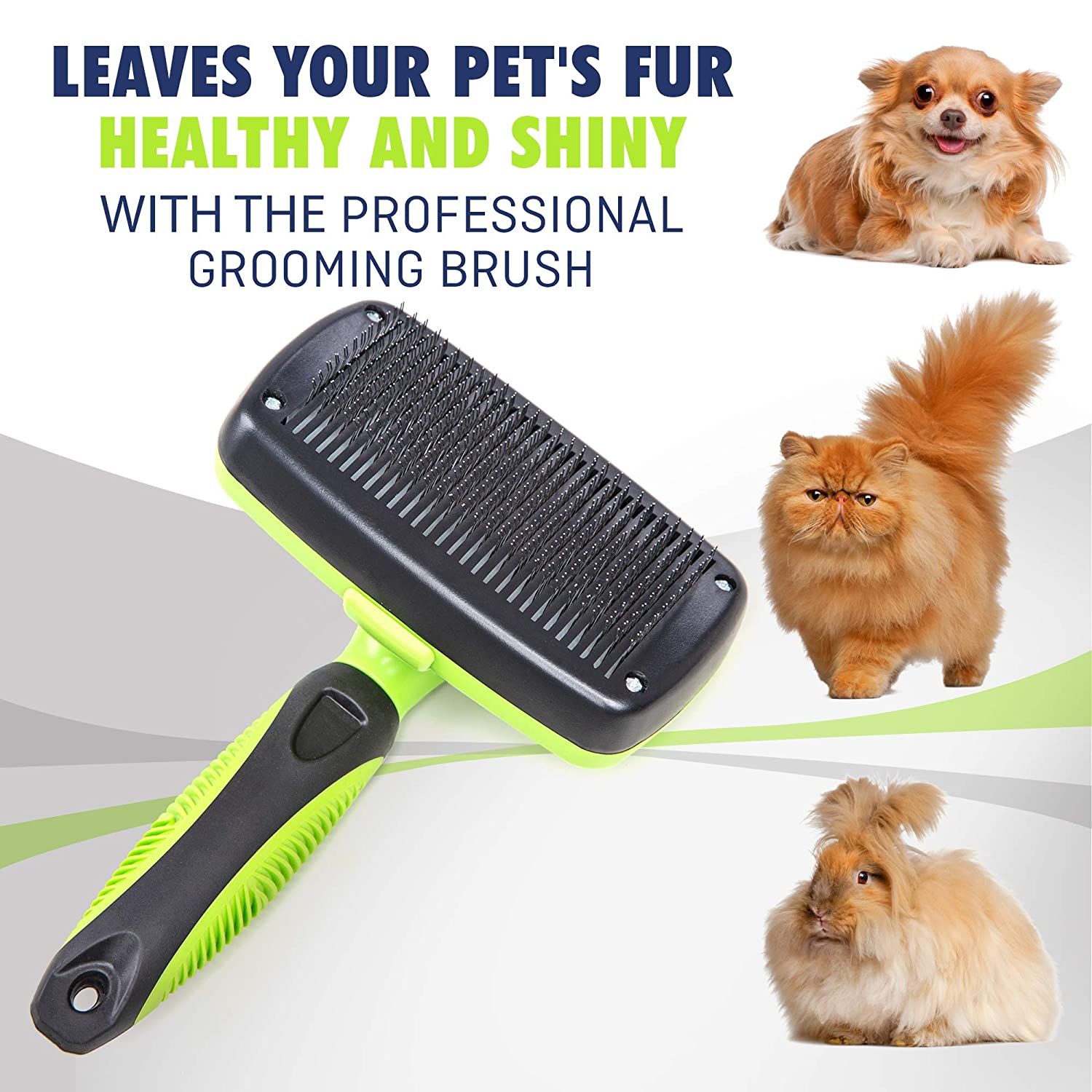 Self Cleaning Slicker Brush- for Dogs, Cats & Pets-One Click Cleaning Function-Gentle & Effective Cat, Pet & Dog Hair Remover-Dog Grooming Accessories for Small, Medium & Large Dogs